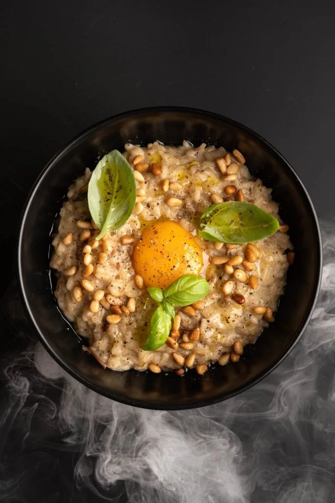 photographie culinaire risotto fumée restaurant lyon